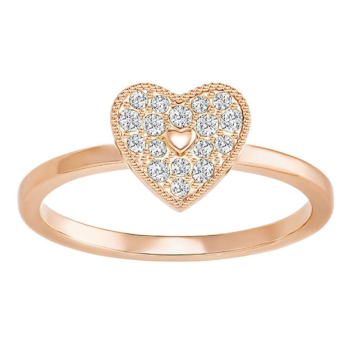 Genuine Swarovski Crystal FIELD:RING FOLDED HEART SILK/ROS 50  5286715 Brand New