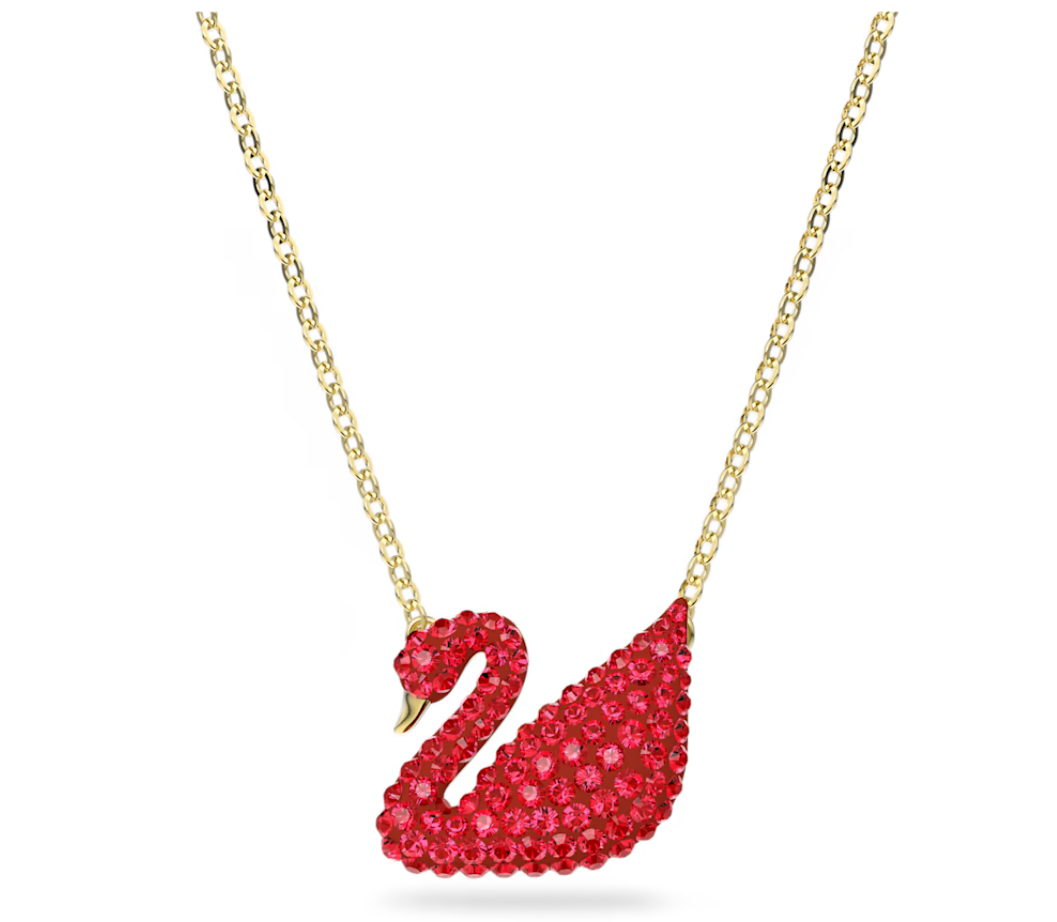 Genuine Swarovski Swarovski Iconic Swan Gold Plated Red Swan Pendant 5465400