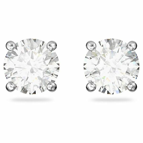 Tennis Deluxe set Round, White, Rhodium plated