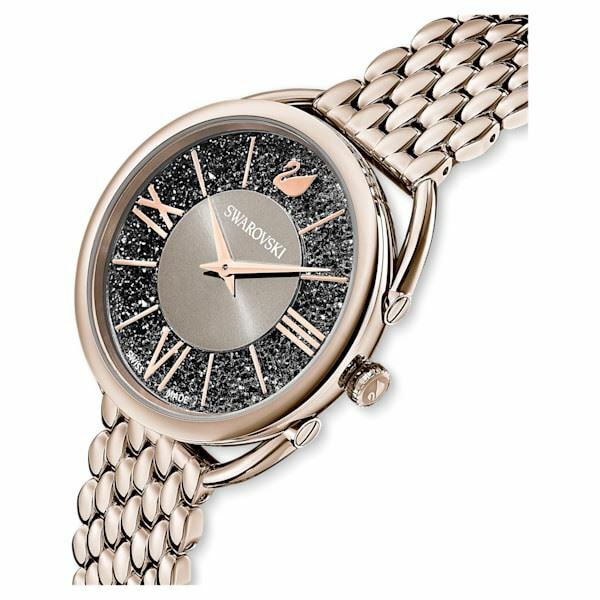 Crystalline Glam watch Metal bracelet, Grey, Champagne-gold tone 5452462