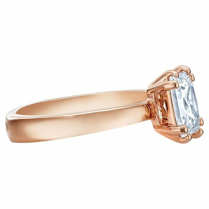 Swarovski Attract ring Square cut crystal, White, Rose-gold tone plated 5515773