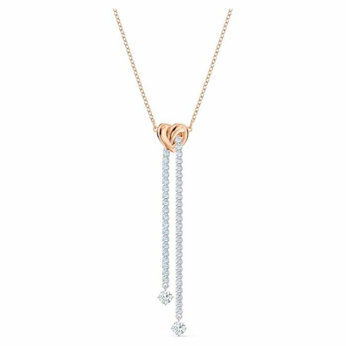 Swarovski Symbolic Y necklace Moon and star, Blue, Rose-gold tone plated