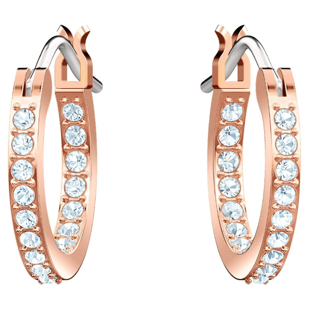 Genuine SWAROVSKI  Symbolic Hoop Evil Eye Blue Rose Gold Tone Earrings 5425857