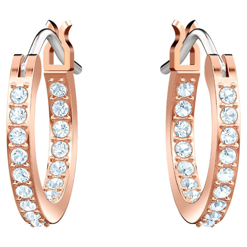 Genuine SWAROVSKI  Symbolic Hoop Evil Eye Blue Rose Gold Tone Earrings 5425857