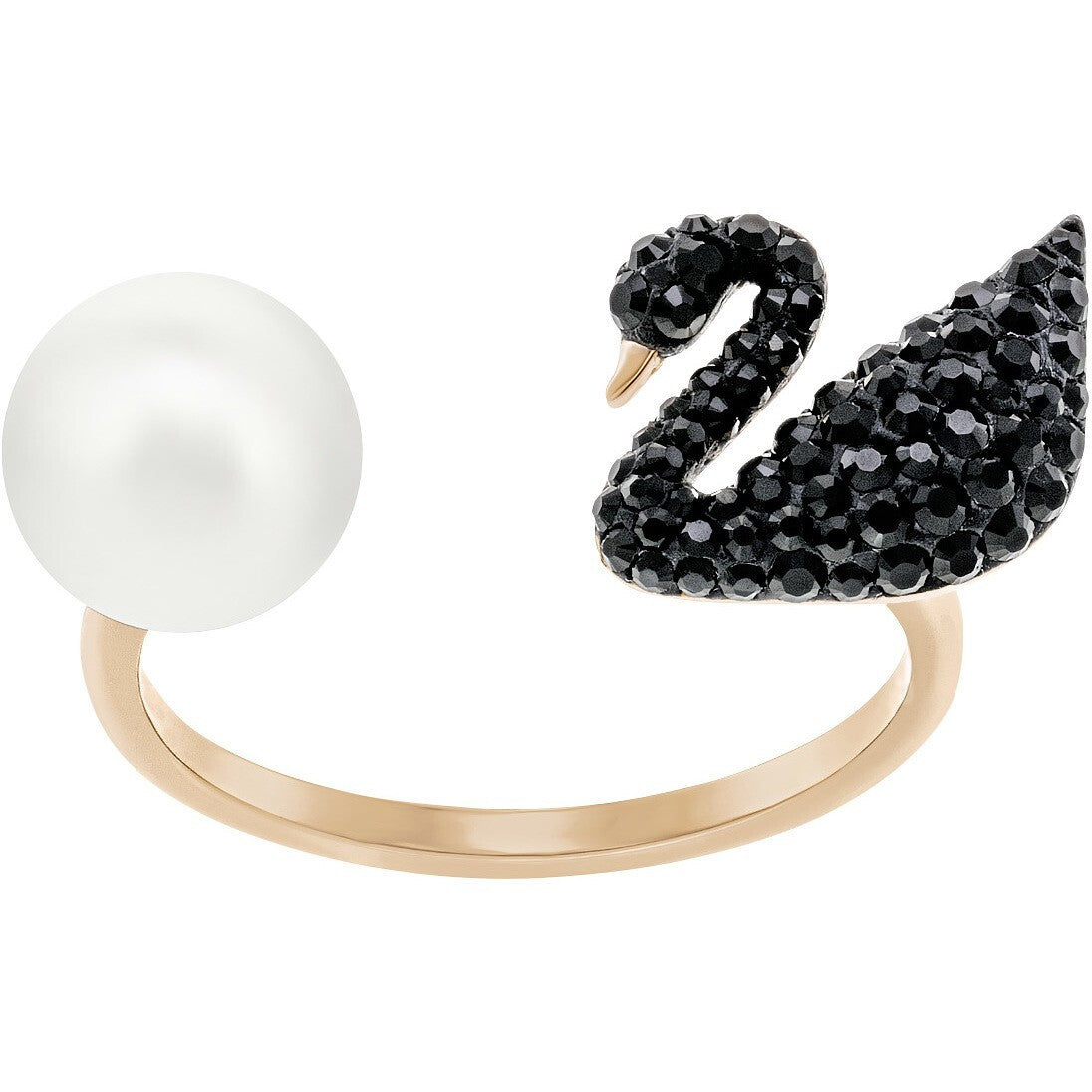 Genuine Swarovski Crystal ICONIC SWAN:RING BLACK JET/ROS 58  5296472 Brand New