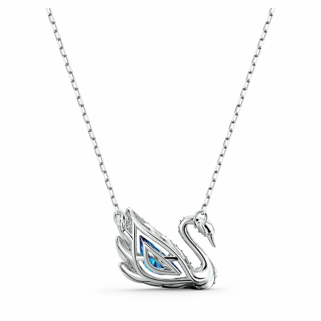 Dancing Swan necklace Swan, Blue, Rhodium plated