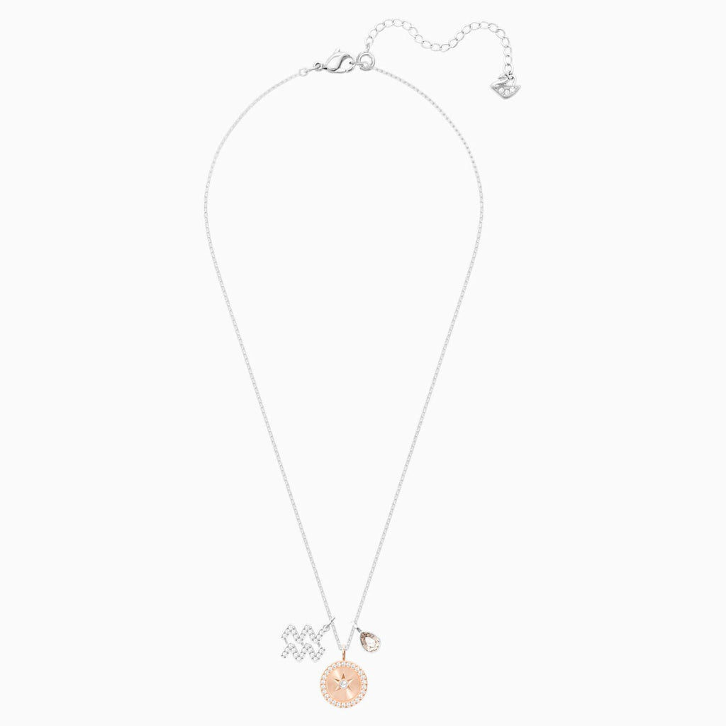 Genuine Swarovski Zodiac Pendant AQUARIUS, Gray, Rhodium Plating 5349213