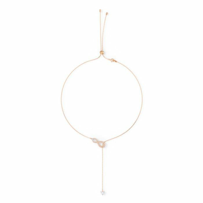 Swarovski Infinity Y necklace Infinity, White, Rose-gold tone plated