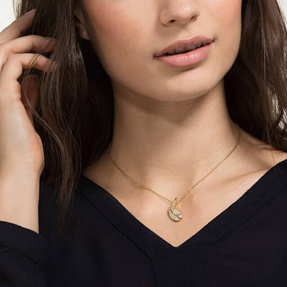 Genuine Swarovski Nice White Crystal Gold Tone Necklace 5505740