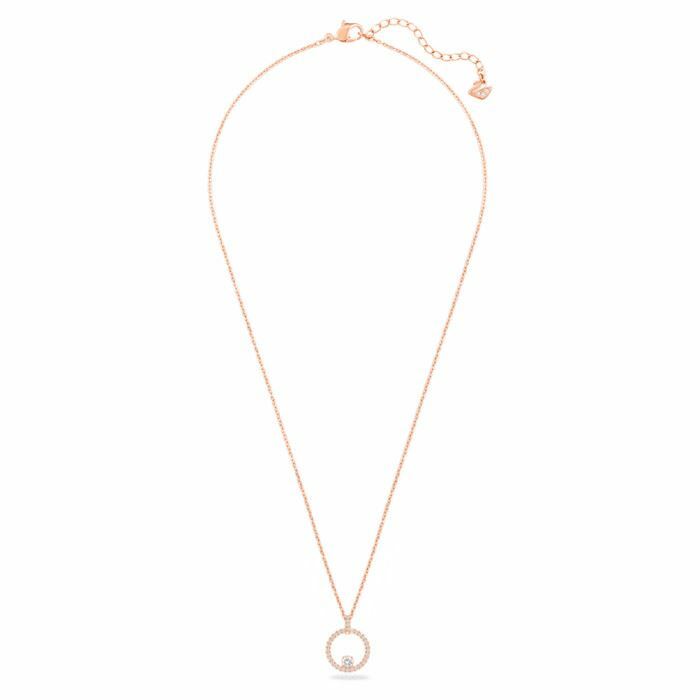 Creativity pendant Circular, White, Rose-gold tone plated