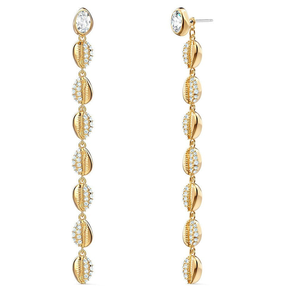 Genuine SWAROVSKI Gold-tone Plated Shell Cowrie Pierced Earrings 5520474