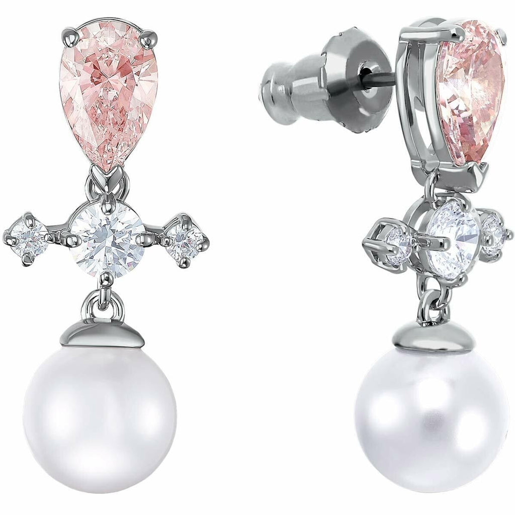 Genuine Swarovski  Drop Earrings Perfection Pierced Pearl Rhodium Plated 5516592