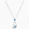 Genuine Swarovski Dancing Swan Blue Rhodium Plated Necklace 5530625