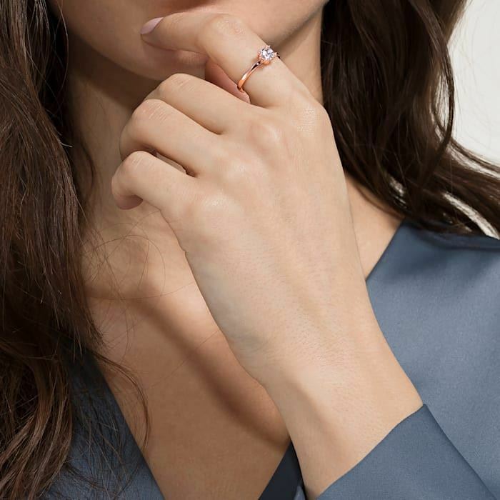 Swarovski Attract ring Square cut crystal, White, Rose-gold tone plated 5515773