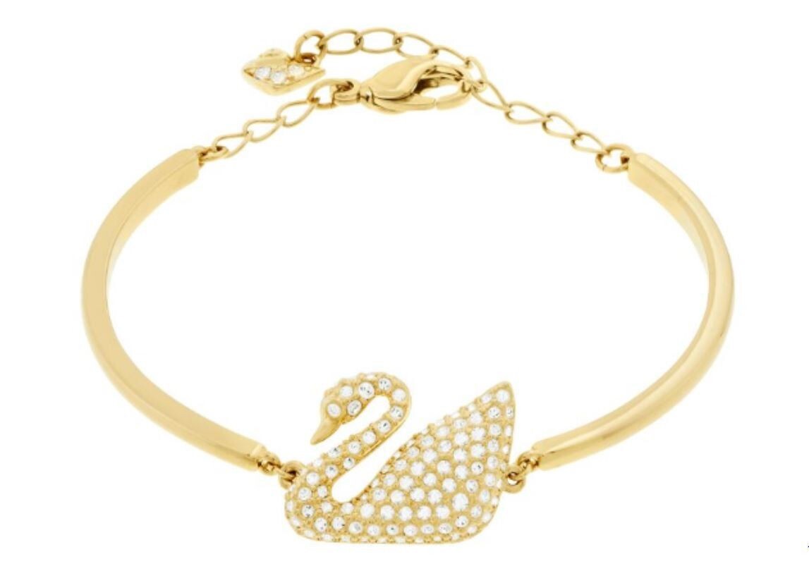Genuine SWAROVSKI SWAN BANGLE 5083133 CRYSTAL GOLD PLATED