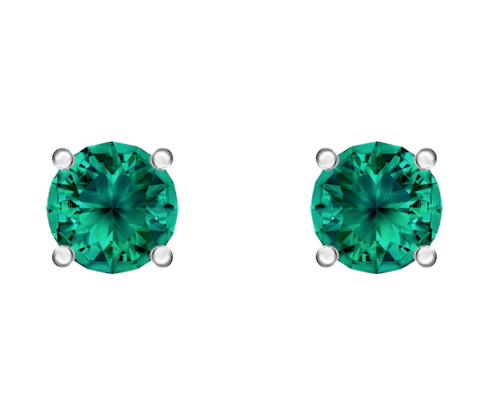 Genuine Swarovski ATTRACT STUD PIERCED EARRINGS, Green, Rhodium -5512384