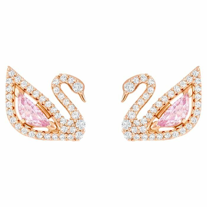 Swarovski Dazzling Swan earrings Swan, Pink, Rose-gold tone plated 5469990