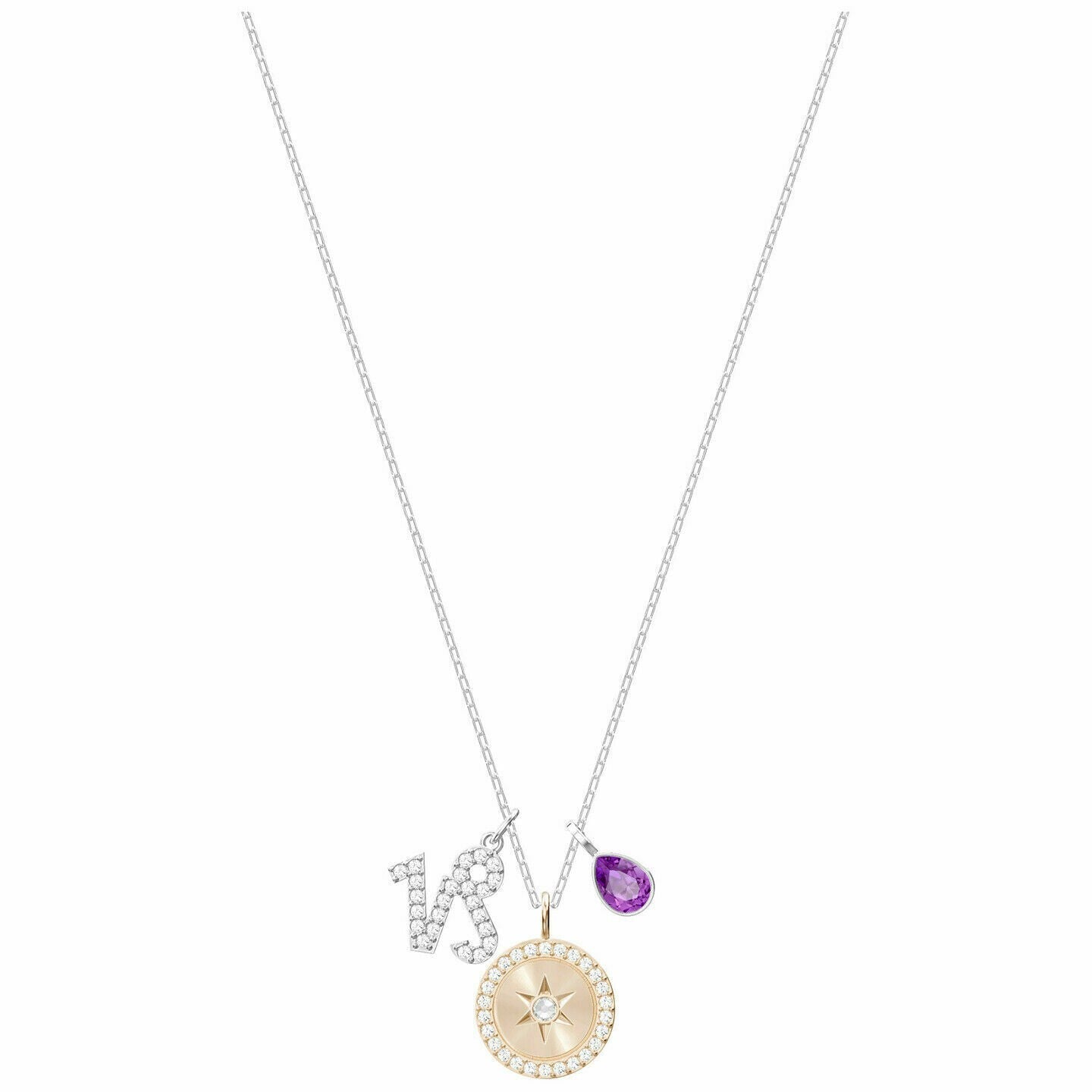 Genuine Swarovski Zodiac Pendant CAPRICORN, Purple, Rhodium Plating 5349216