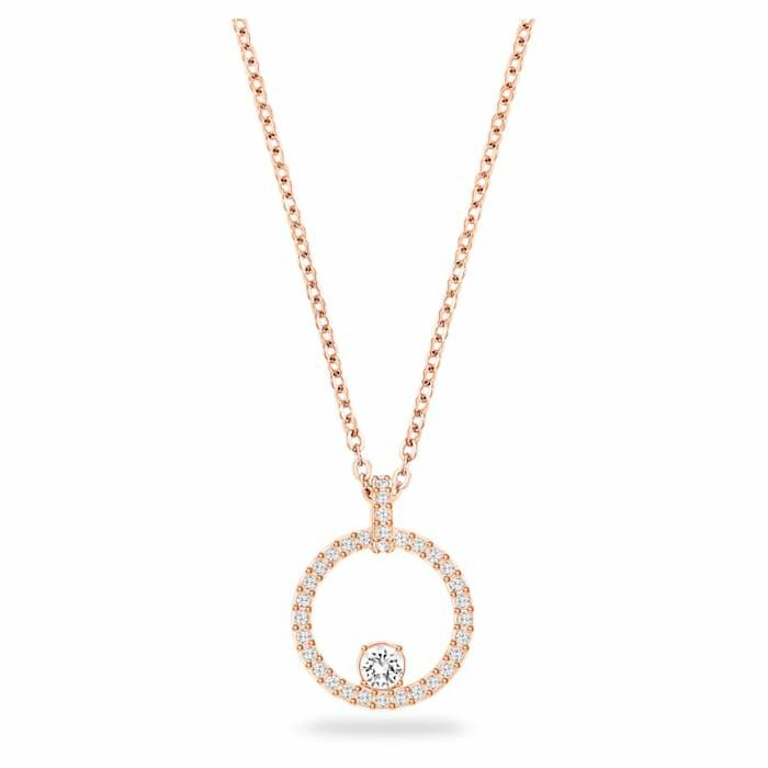 Creativity pendant Circular, White, Rose-gold tone plated