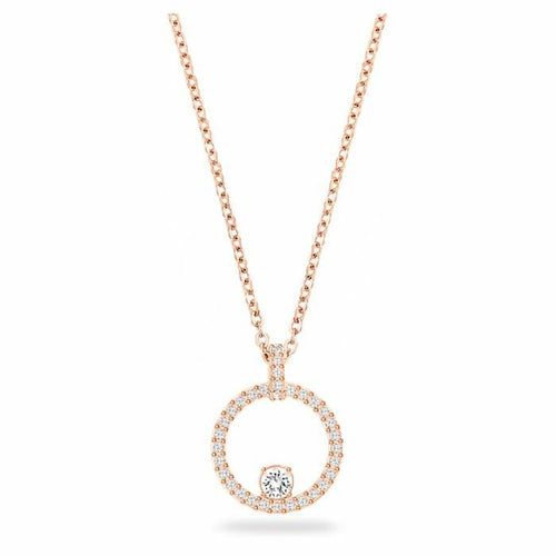 Creativity pendant Circular, White, Rose-gold tone plated