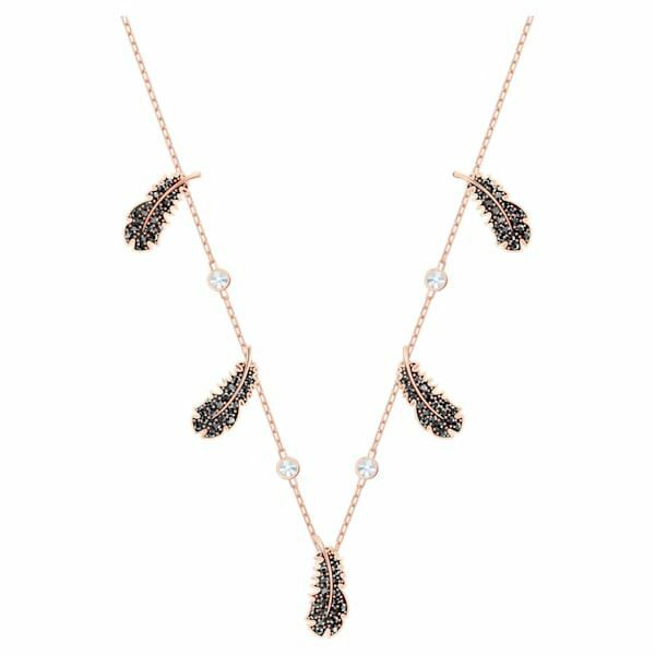 Naughty choker Black, Rose-gold tone plated