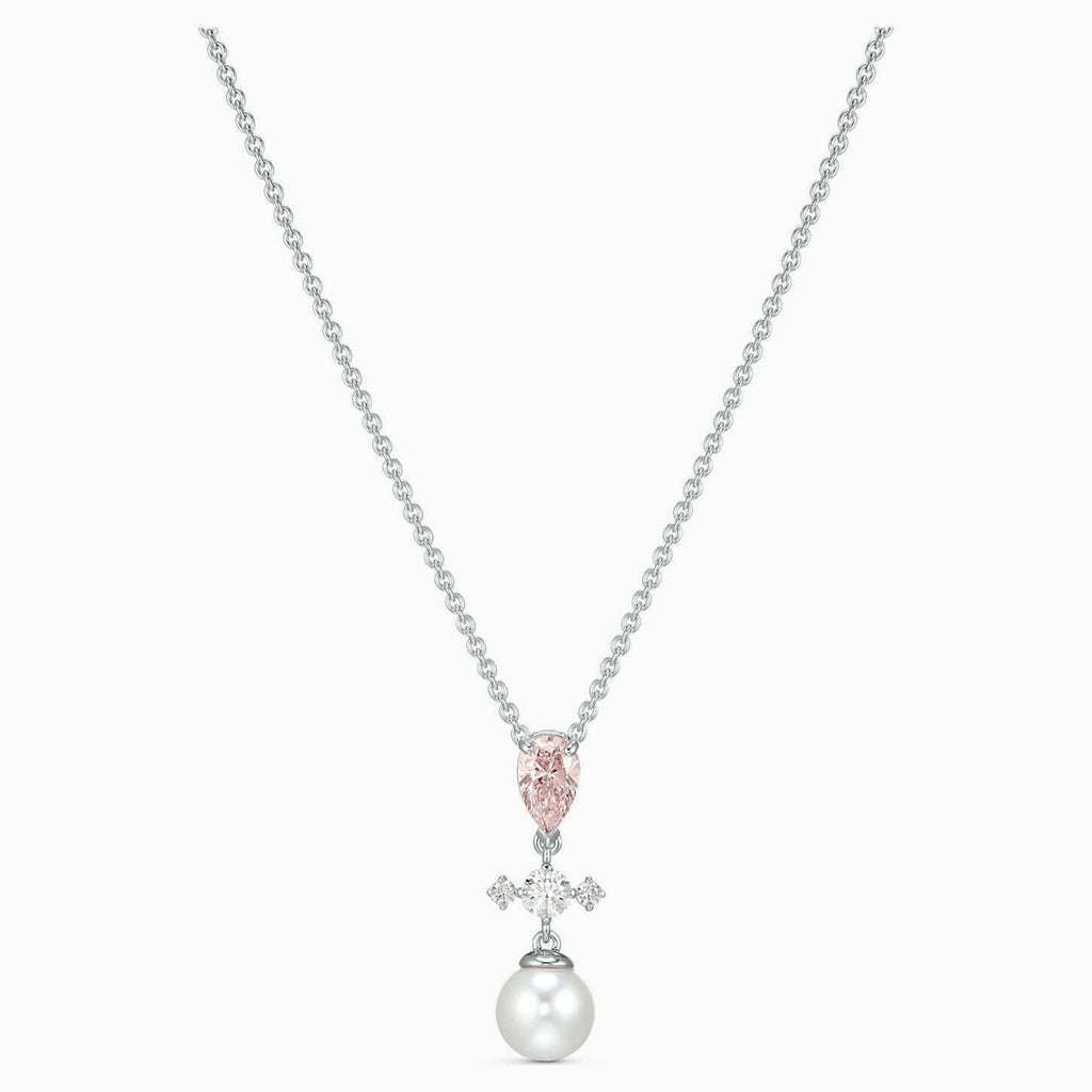 Genuine Swarovski Perfection Necklace Pink Crystal Pearl Rhodium Plated 5516591