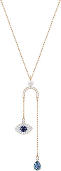 Genuine Swarovski Y Symbolic Evil Eye Necklace DUO Pendant Gold 5425861