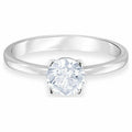Attract ring Round, White, Rhodium plated