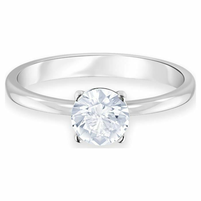 Attract ring Round, White, Rhodium plated