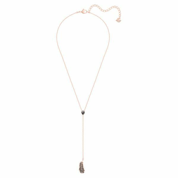 Naughty Y necklace Black, Rose-gold tone plated 5495299