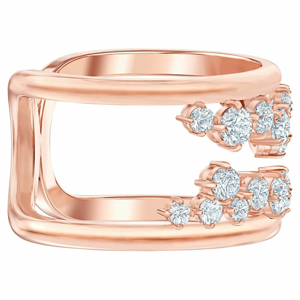 North Motif ring 52, White, Rose-gold tone plated