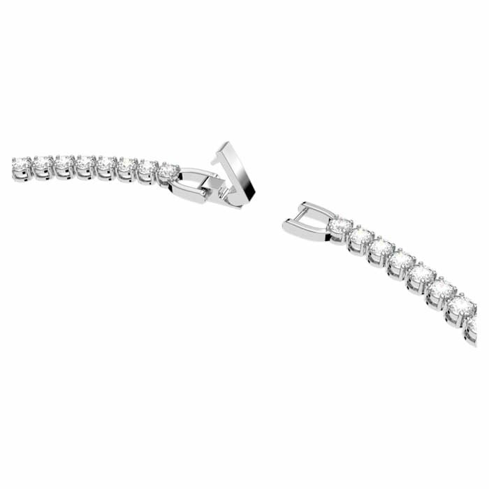 Tennis Deluxe necklace Round, White, Rhodium plated