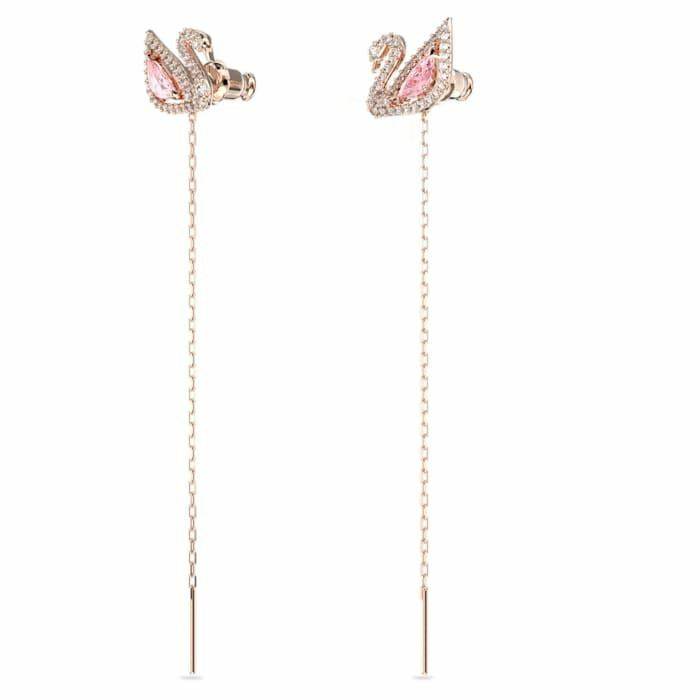 Swarovski Dazzling Swan earrings Swan, Pink, Rose-gold tone plated 5469990