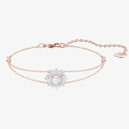 Genuine Swarovski Sunshine Rose Gold Tone White Crystal Bracelet 5451357