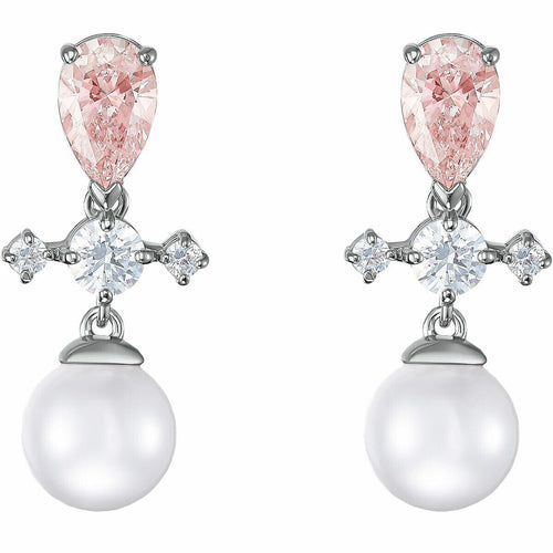 Genuine Swarovski  Drop Earrings Perfection Pierced Pearl Rhodium Plated 5516592