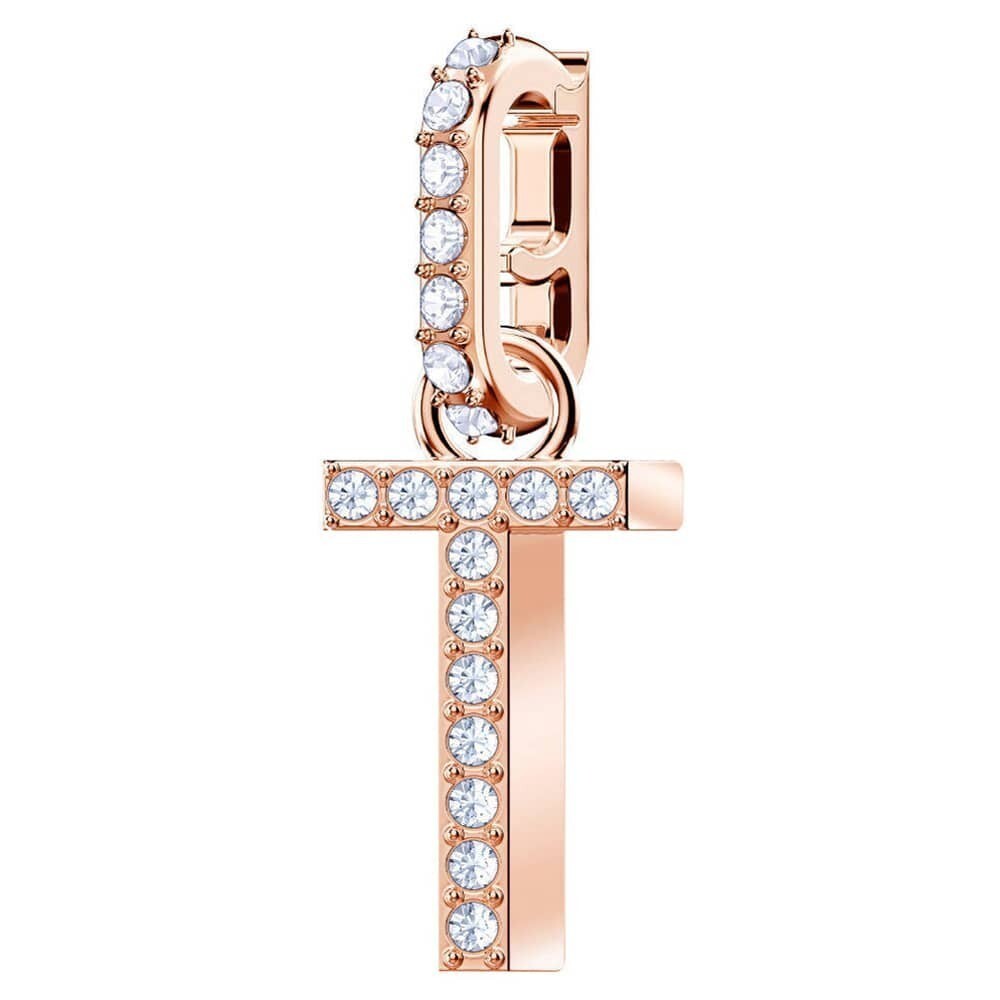 Genuine Swarovski Remix Charm Letter Letter T Pendant Rose Gold Plated 5437615