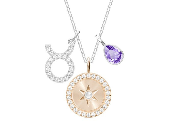 Genuine Swarovski Zodiac Pendant, Cancer, Aqua, Rhodium Plated 5349215