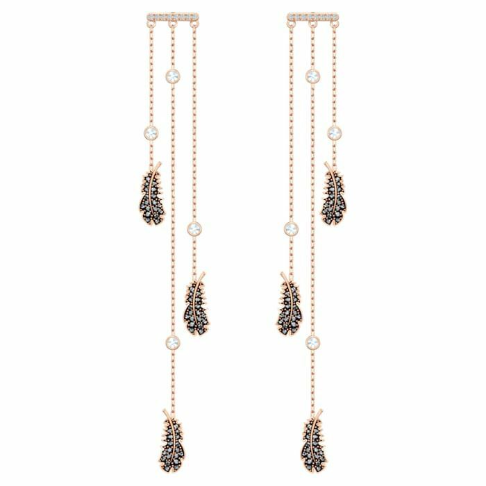 Swarovski Naughty Chandelier pierced earring Black Rose-gold tone plated 5497873