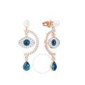 Genuine Swarovski Eye Luckily Evil Eye Earrings Faith Blue Rose Gold  5425860