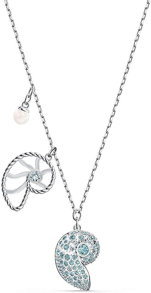 Genuine  SWAROVSKI CRYSTAL SHELL PENDANT NAUTILUS BLUE 5520669