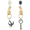 Genuine Swarovski Tarot Magic Earrings Hand Swallow Key Gold Plated 5482975