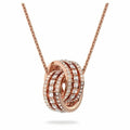 Further pendant Pavé, Interlocking loop, White, Rose-gold tone plated