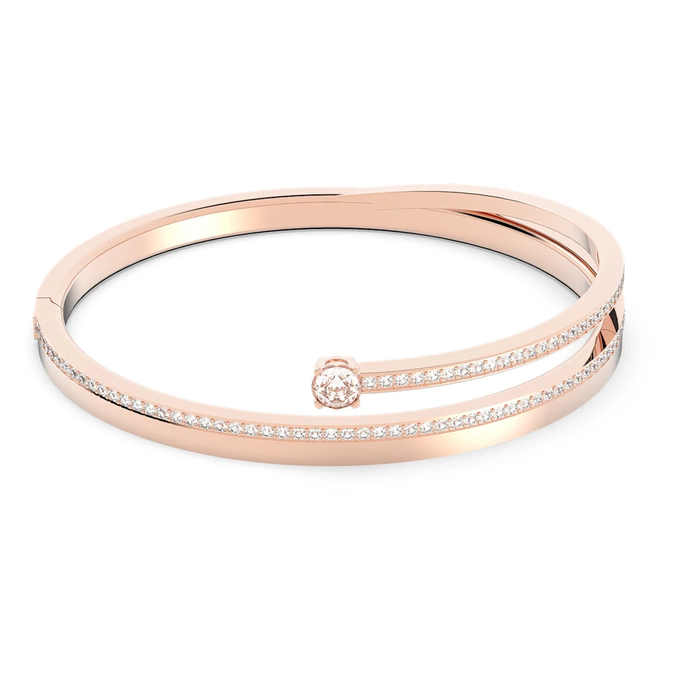 Genuine Swarovski Fresh bangle Round cut, White, Rose gold-tone plated 5217727