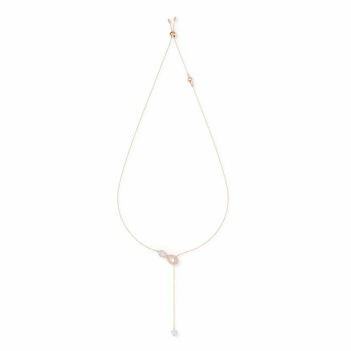 Swarovski Infinity Y necklace Infinity, White, Rose-gold tone plated