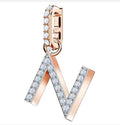 Genuine SWAROVSKI Charm Remix Letter "N" Rose Gold Plated 5437623