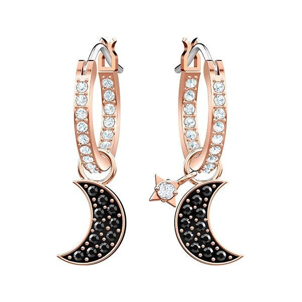 Genuine Swarovski Duo Moon Metal Alloy Multicolor Crystal Earrings 5440458