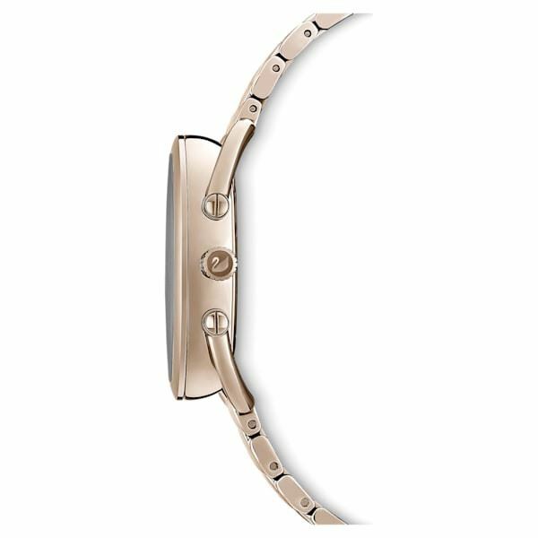 Crystalline Glam watch Metal bracelet, Grey, Champagne-gold tone 5452462