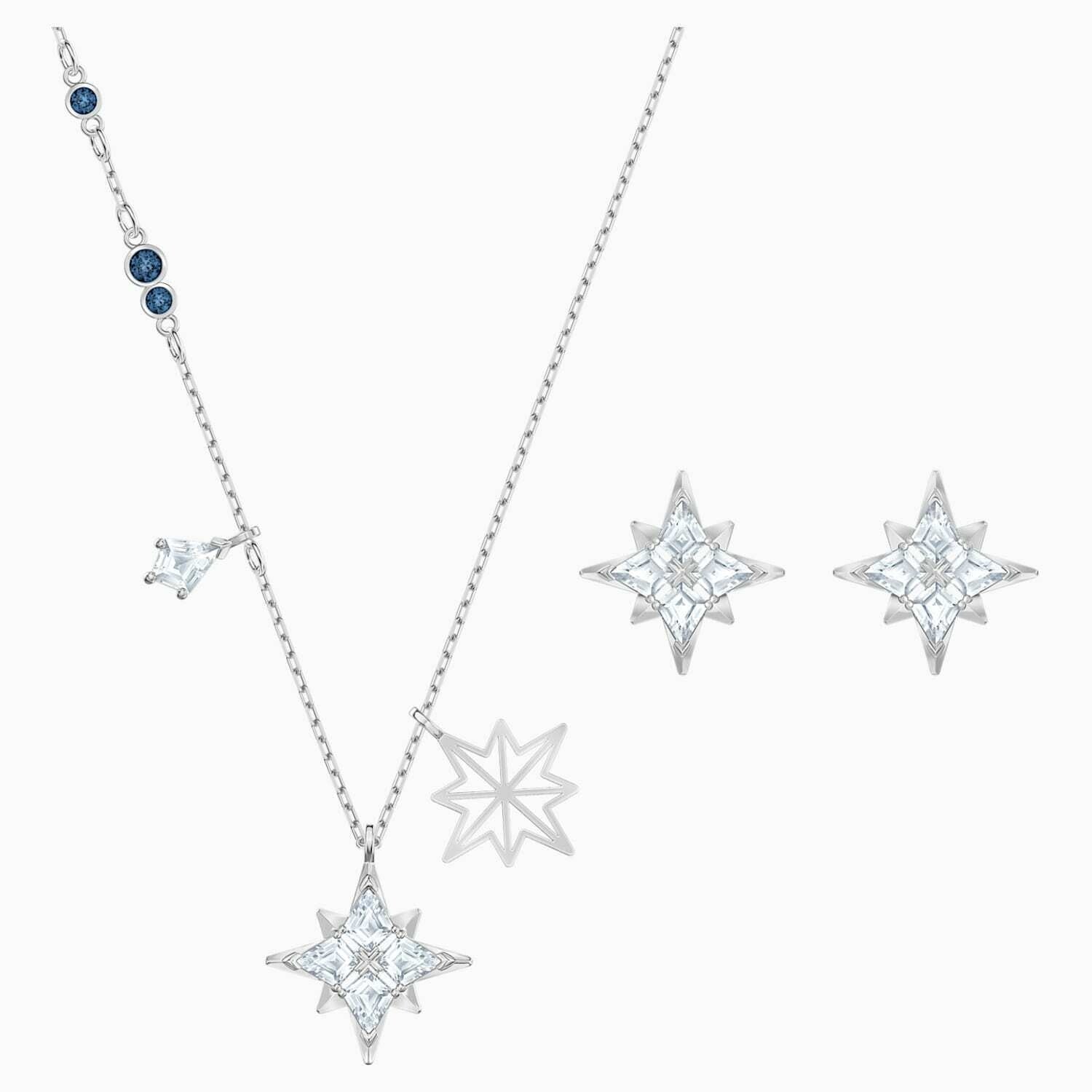 Genuine SWAROVSKI SYMBOLIC STAR SET, WHITE, RHODIUM PLATED 5517182