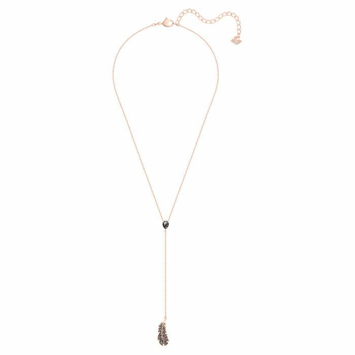 Naughty Y necklace Black, Rose-gold tone plated