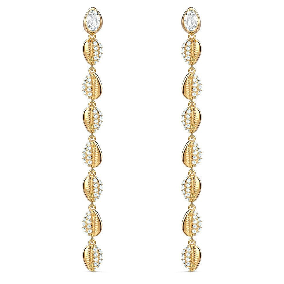 Genuine SWAROVSKI Gold-tone Plated Shell Cowrie Pierced Earrings 5520474